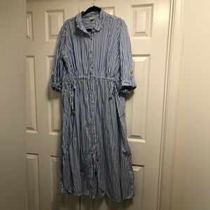 Cato Blue and White Striped Shirt Dress